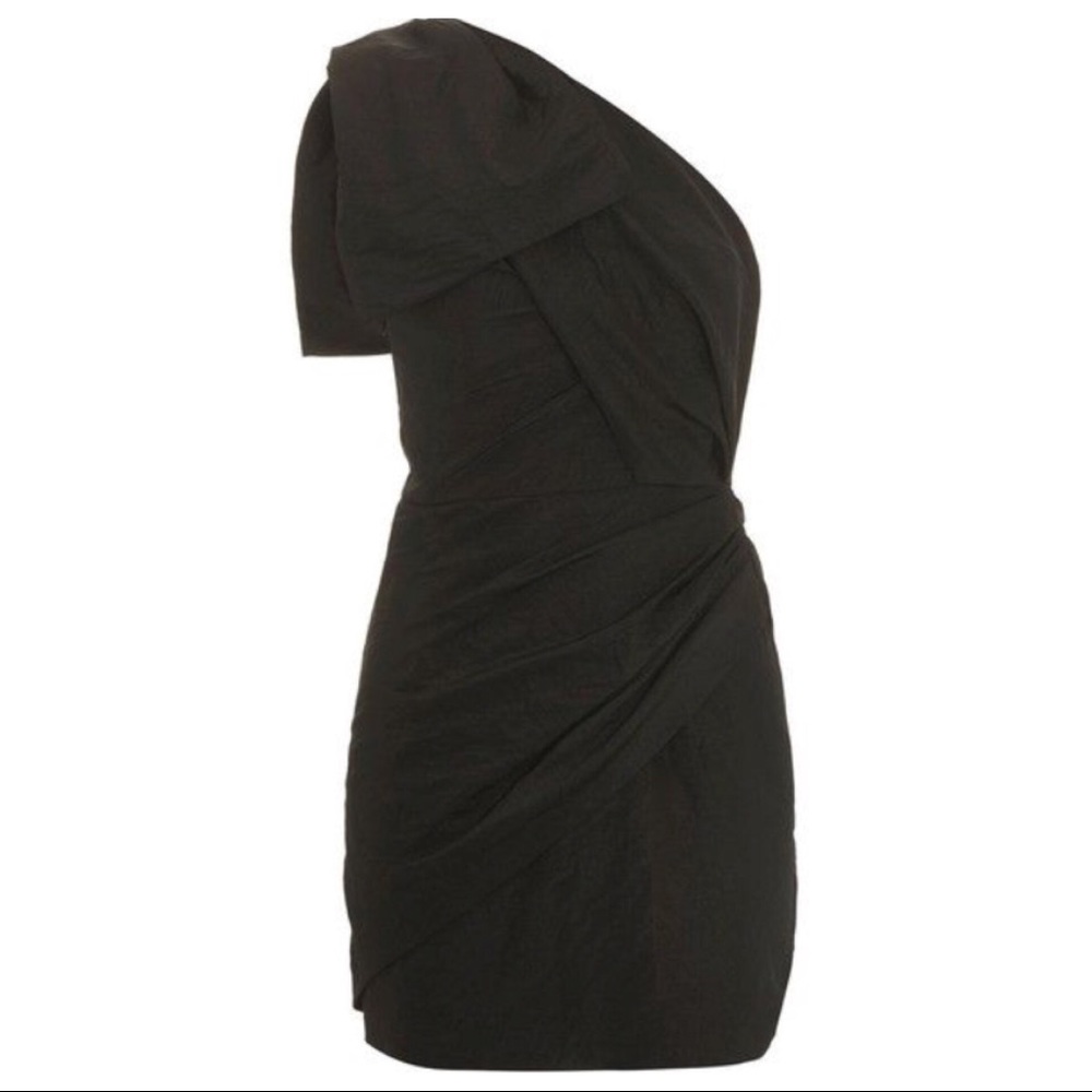 TOPSHOP TAFFETA BOW ONE-SHOULDER MINI DRESS - Picture 4 of 5